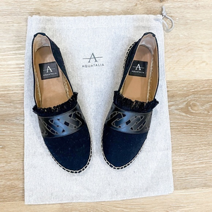 Aquatalia Shoes Kailyn Water Resistant Espadrille Black‎ Flats w/ Dust Bag Sz 9M